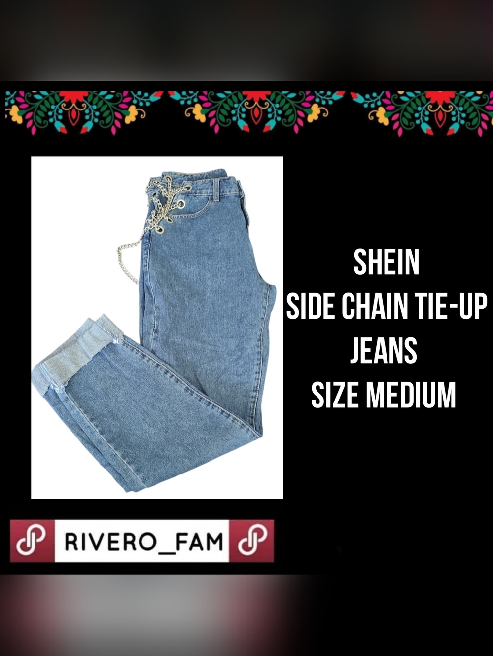 SHEIN | SIDE CHAIN UP JEANS | SIZE MEDIUM